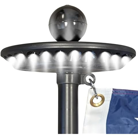 Service First Sirius Solar Flagpole Light - Ultra Bright - Weather Proof Design - 12 Hour Battery Life - Automatic Sun Detection - Fits Most Flagpoles (Freedom Edition Black) Cover