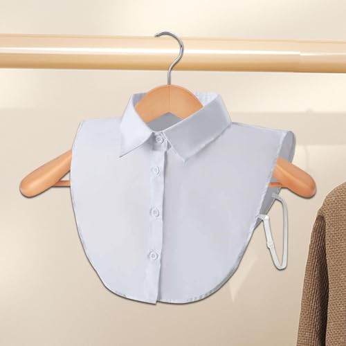 Vaveren Mulheres pescoço colar falso roupas destacáveis gola pontiaguda elegante ajustável, BRANCO