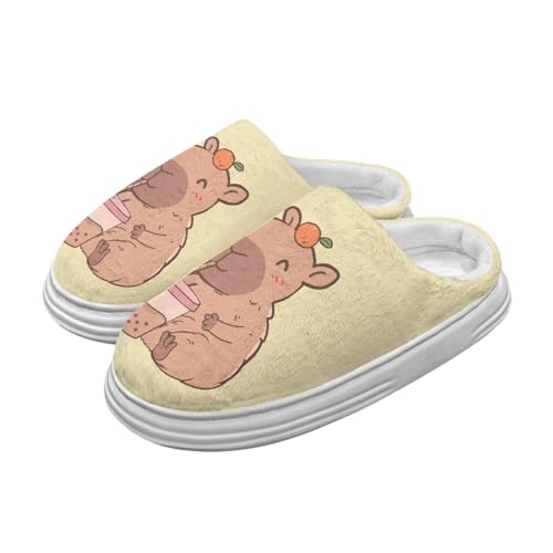 Women's Plush Warm Thick Sole Memory Foam Slippers Men Cute Slip-on Cozy Fuzzy House Cotton Slippers Home Shoes2