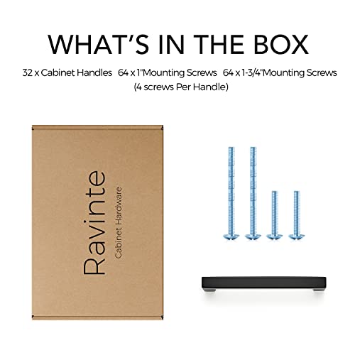 Image of Ravinte 32 Pack 4-1 /2 Inch Square Cabinet Handles - Matte Black Pulls for Kitchen Drawers, Cabinets, Cupboards - Hardware Handles