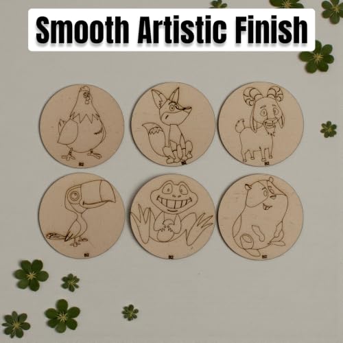 Image of BAGJI TOYS DIY Coaster Painting Kit for Kids & Adults - 6 Pre-Marked Wooden Tea Coasters with Stand, 12 Non-Toxic Water Base Colours & 1 Brush - Mandala Art & Craft DIY Set - Beginner Friendly Painting Craft Kit, Birthday & Gift Activity (MNDB2)