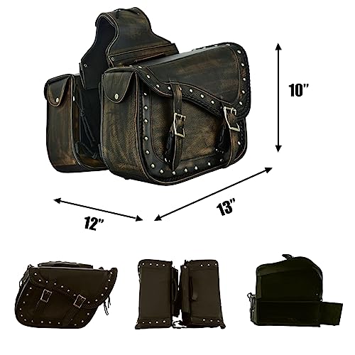 Gargoyle Bells SADDLE BAGS Genuine Leather Motorcycle Luggage Bag thumb #3