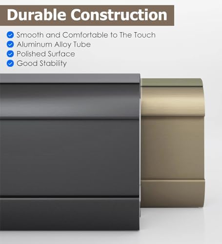 Adjustable Non-Slip Closet Rod with Rubber Ends - Heavy Duty Wardrobe Hanger Bar, Cuttable for Bathroom, Cloakroom & Cupboard, 30cm to 170cm (Black, 115cm)