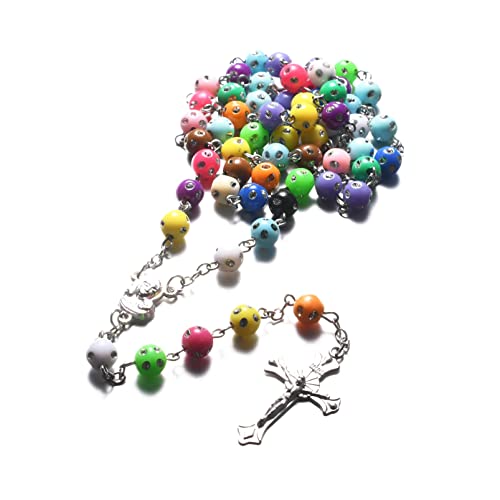Chapelet catholique, en résine colorée, fabriqué à la main, style chrétien, avec croix rétro. (style-3) Cover