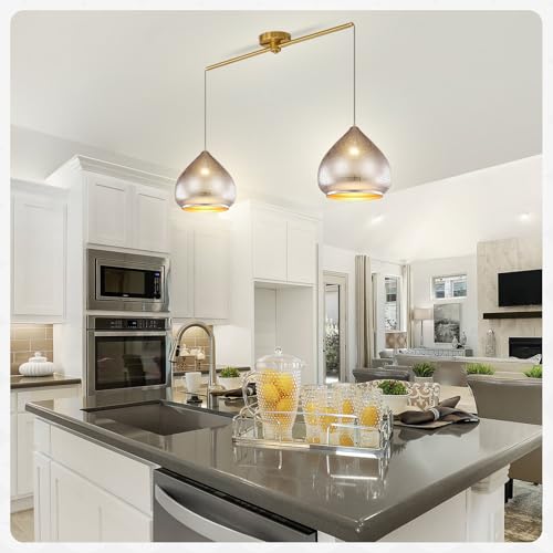 Image of Moroccan Pendant Light, 2-Light Perforated Metal Teardrop Shade