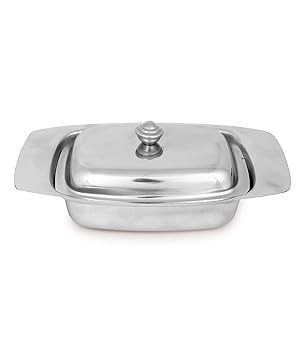 Dynore Stainless Steel Butter Box Container, Dish/Butter Pot with Lid 250 Gram