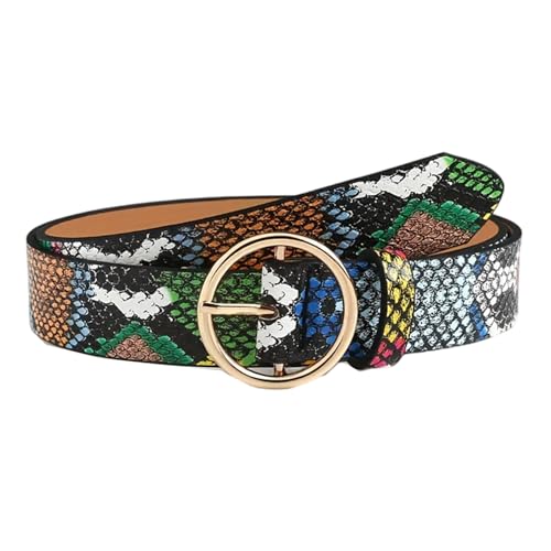 Adjustable Green Snake Pattern PU Waist Belt For Men And Women Stylish Waistband With Green Snake Print Belt
