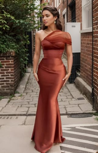 Image of Dream Wedding One Shoulder Satin Bridesmaid Dresses