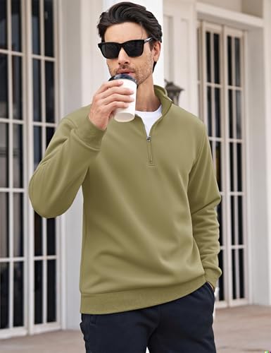 Image of MAGCOMSEN Men's Sherpa Lined Quarter Zip Fleece Heavyweight Pullover Winter Warm Sweatshirts