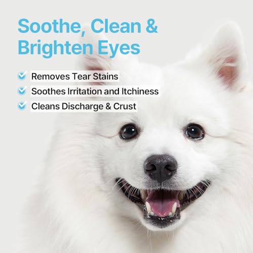 Image of PetO'Cera Q-Eye, Eye Stain Remover for Dogs and Cats, Removes Tear Stains, Discharge, Soothes, Neutralizes Odors, Vet Approved, Korean Pet Skin Care (10.1 fl oz, 300ml)