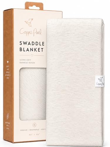 Image of Copper Pearl Swaddle Blankets for Newborns | Soft Stretchy Receiving Blankets for Boys and Girls | Large 46 x 46 Inch Baby Blankets | Lightweight and Breathable Swaddles | Oat