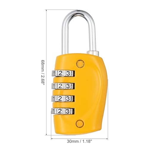 Image of PATIKIL Combination Lock, 4 Digit Outdoor Padlock Waterproof Locker Lock for Luggage Suitcase, Gym Locker, Fence, Filing Cabinets, Toolbox, Gate, Yellow