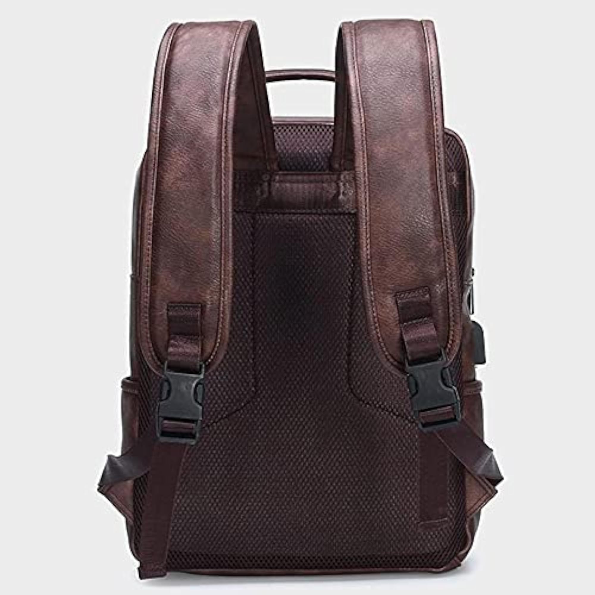Men's PU Leather Waterproof Travel Laptop Backpack