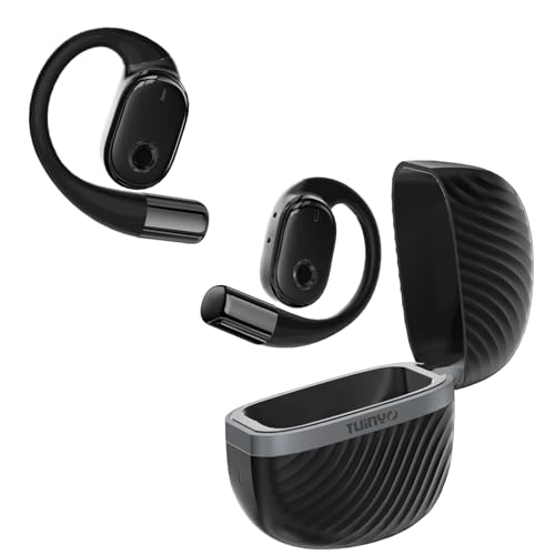 TUINYO Open Ear Headphones, True Wireless Earbuds With Bluetooth V5.4，Fast Charging,35Hrs Playtime, Waterproof for Sports, Driving, Office -pink (BLACK)