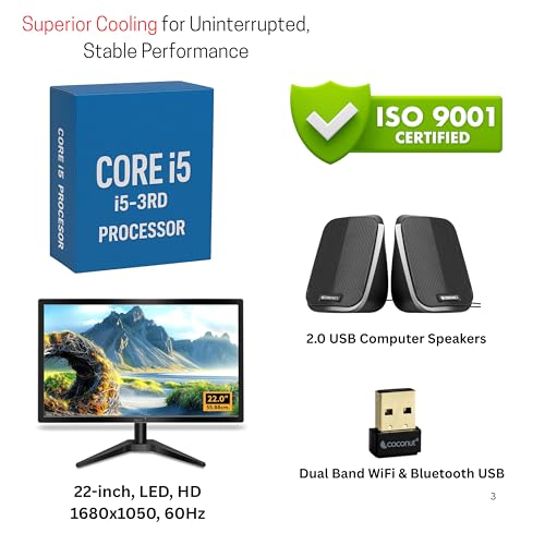 Image of Desktop Computer Set with i5 3470, 8GB RAM, 256GB SSD, 22-inch Monitor, Keyboard, Mouse, WiFi, Speakers, Windows 11, Black Full Set | 2 Year Warranty