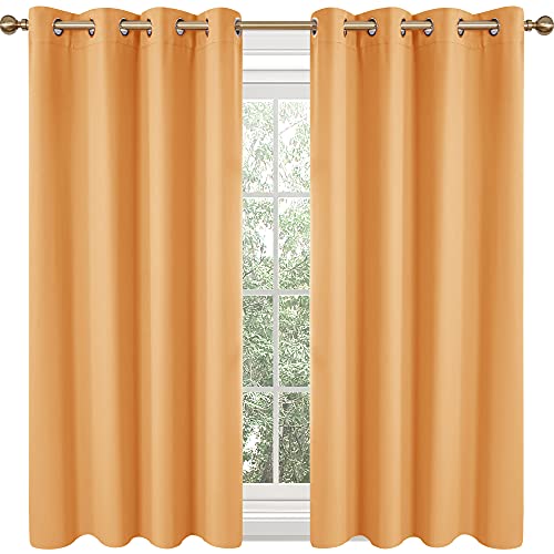 Deconovo Orange Kitchen Curtains, Room Darkening Blackout Drapes, Grommet Soundproof Window Treatments (Orange, 52X45 Inch, Set Of 2) #TOP23