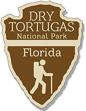 Etiqueta engomada del Parque Nacional de Tortuga en forma de punta de flecha (rv Camp Caminata Florida)
