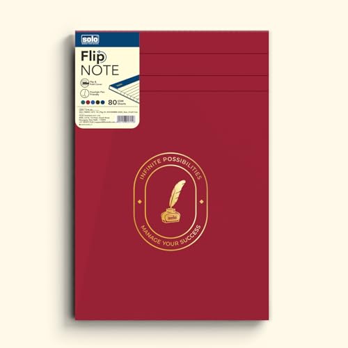 Image of SOLO Flip Note Notepad - Velvet Finish Cover, 80 Sheets Premium Smooth Paper, Soft Touch Journal, Elegant Colors, Ideal for Work, Study & Creative Use (Burgundy, FNO55)