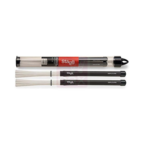 Stagg SBRU10-RN Nylon Plastic Handle Drum Brushes, Chrome, 100 Bristle - Image 2
