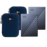2 WD 4TB My Passport Ultra USB 3.0 Type-C Slim Portable External Hard Drives (Blue) + 2 Compact Hard...