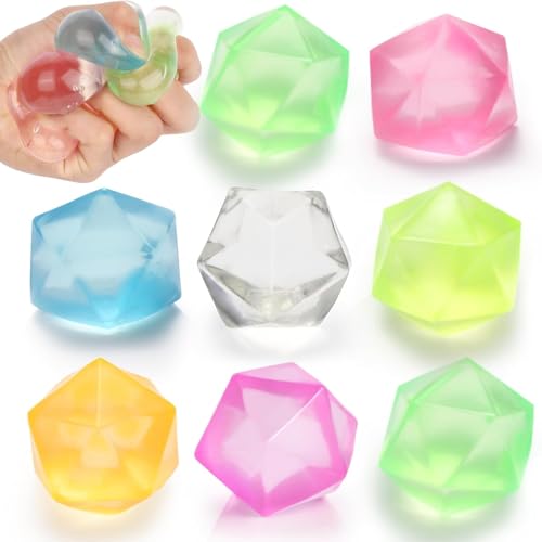 JoyJoyful 8 Pièces Balles Anti-Stress, Squishy Boules à Pétrir Anti Stress, Diamants Balle Sensorielle Colorées Balle Antistress pour Gérer Anxiété,...