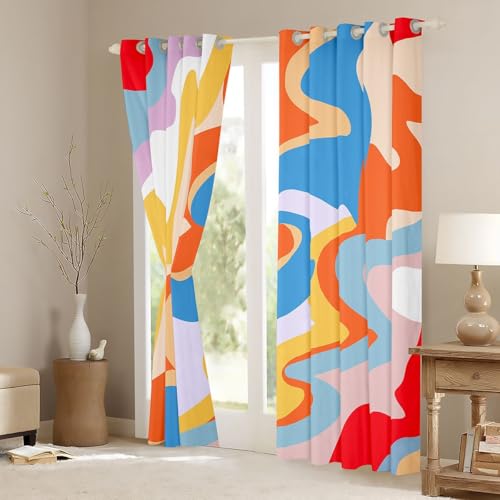 Rideau rayures aquarelle mignonnes style geometrique multicolore - 4