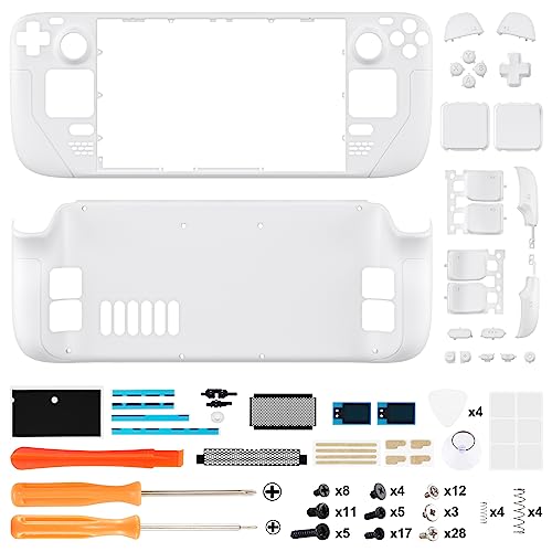Image of eXtremeRate DIY Full Set Shell with Buttons for Steam Deck LCD, Custom Faceplate Back Plate Replacement Shell for Steam Deck LCD - White [Console NOT Included]