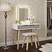 Alivio Vanity Dressing Table Set with Rectangle LED Adjustable Light Mirror, 2 Storage Drawer & Stool 80 x 40 x 129cm (Grey)