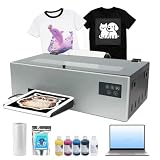 Qilpho Impressora A4 DTF com laptop, pacotes de máquina de impressão por transferência DTF para camiseta DIY, com circulação de tinta branca e limpeza semiautomática (impressora + laptop + software +