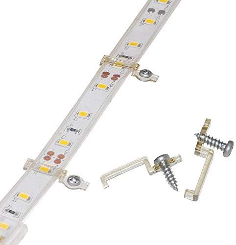 Griver 100 Pack Strip Light Mounting Brackets,Fixing Clips,One-Side Fixing,100 Screws Included (Ideal for 12mm Wide IP68 Silicone Cover Strips)