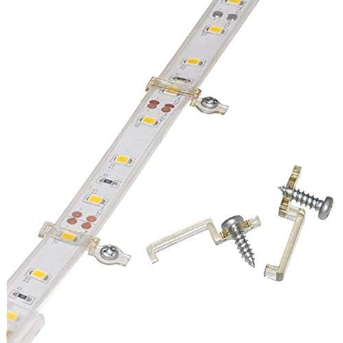 Griver 100 Pack Strip Light Mounting Brackets,Fixing Clips,One-Side Fixing,100 Screws Included (Ideal for 12mm Wide IP68 Silicone Cover Strips)
