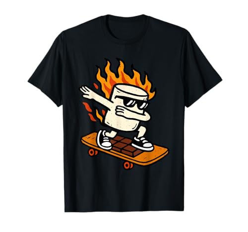 Dabbing Smore Marshmallow Skateboard Dab Dance Camping T-Shirt