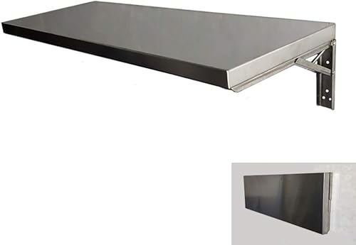 Mesa de pared de acero inoxidable, mesa de trabajo para ordenador portátil, escritorio, mesa plegable para estudio, dormitorio, baño o balcón