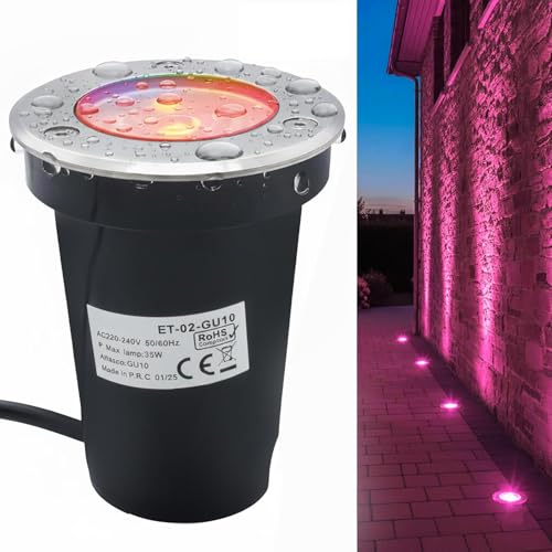 Faretto Calpestabile Incasso Acciaio Inox 304 Impermeabile IP67 LED SMART WiFi 5W GU10 RGB Multicolore Luce Bianca, Segnapassi, Lampada Intercambiabile, Giardino, Aiuole, 230V (RGB + CCT SMART)