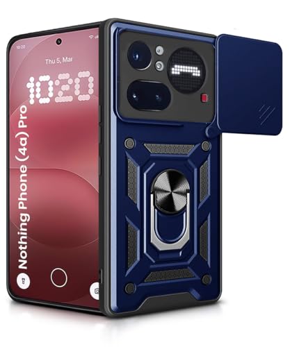 Image of WOW IMAGINE Tough Armor Bumper Mobile Back Case for Nothing Phone 4A Pro | Sliding Camera Cover | Shock Proof 360 Protection | Hybrid PC + TPU | Ring Holder with Kickstand - Blue