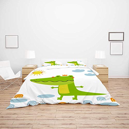 Linge de lit crocodile doux et résistant aux plis format Queen Size - 4