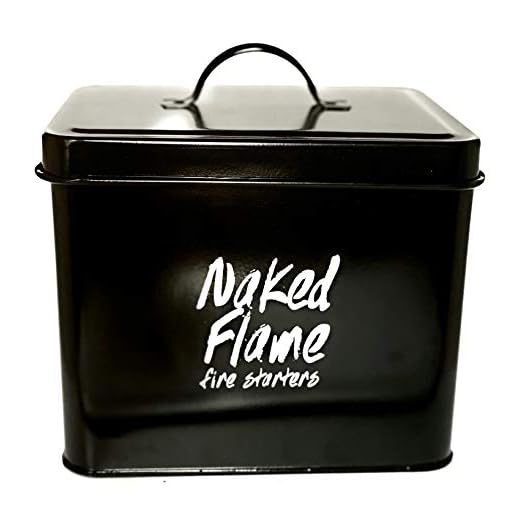 Naked Flame Small Black Enamel Metal Bucket with Lid for Charcoal Starters, Fatwood Caddy, Fireplace Accessories, Ash Container, Fire Starter Tin.