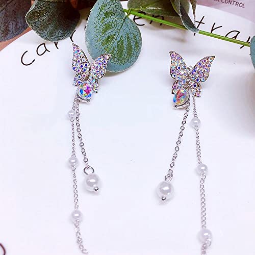 Zrfamily Crystal Butterfly Earrings,Super Flash Light Luxury Fashion Temperament Earrings (Purple Butterfly) #TOP2