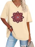 ADOREJOY Oversized Tshirts for Women V Neck Summer...