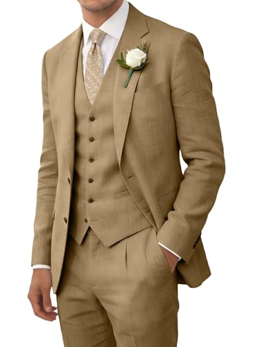 Wehilion Retro Linen Men&rsquo;s 3-Piece Beach Suit