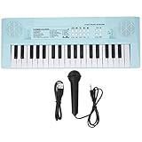 BF-3738C piano eléctrico con teclado de 37 teclas con micrófono y teclado musical y regalo de juguete para principiantes, niños y estudiantes(Azul)