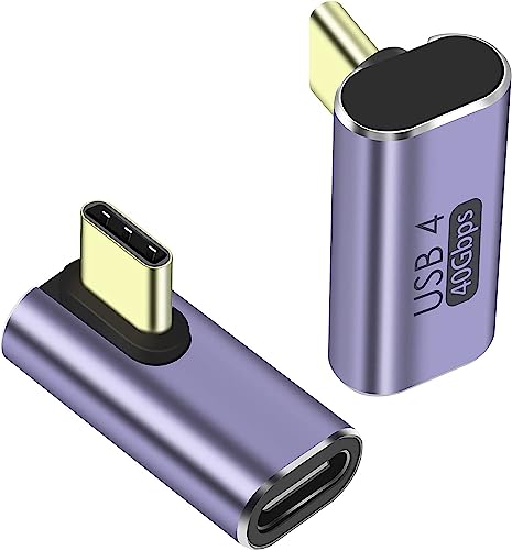 PremiumCord Adaptador USB 4, USB-C Macho a USB-C Hembra 90° M/F, Ultra Velocidad 40 Gbps, Conector USB Tipo C, Aluminio, Color Gris Espacial
