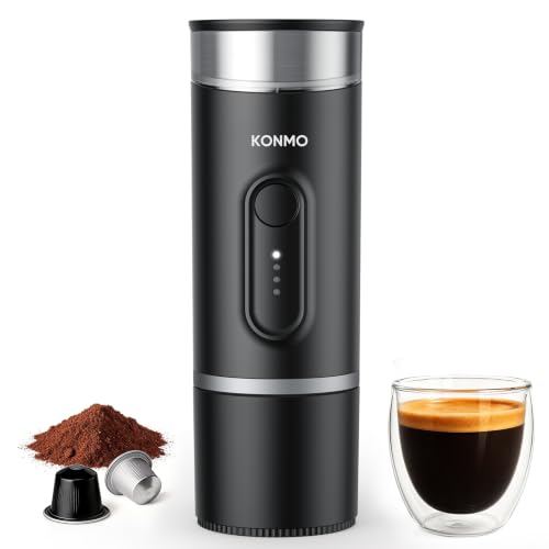 MyCampix Portable Espresso Machine, Self-Heating Travel Coffee Maker Works with Capsules & Ground Coffee, Type-C Rechargeable for Camping, Hiking, Outdoor Car RV, Business Trips