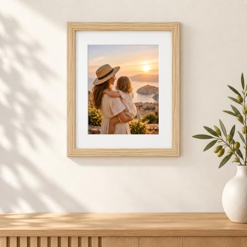 Luxdart 8X10 Picture Frame - Solid Wood Picture Frames With Hd Plexiglass, Oak Wood 8X10 Photo Frames Matted To Displays 5X7, Oak Wood Frame For Wall Mounting - 1 Pack #TOP22