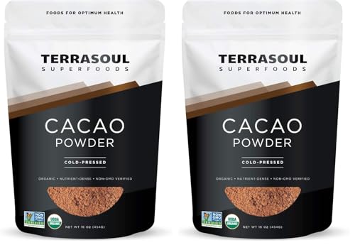 Image of Terrasoul Superfoods Raw Organic Cacao Powder, 16 Oz, Rich Chocolate Goodness for Baking, Smoothies, and Blissful Hot Cocoa (Pack of 2)