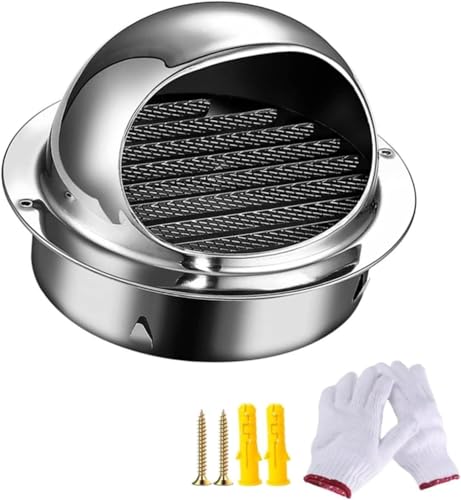 Grille d'aération murale ronde inox avec maille anti-insecte extérieure