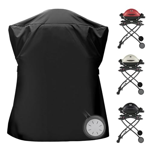 OLAMO Weber Grill Cover Fits Q Series - Compatible with Q2000/Q200/Q1000/Q100, Q2200, 2400, 1200, 1400 & More On Portable Cart - Heavy Duty & Waterproof