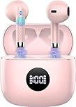 Wireless Earbuds, Bluetooth 5.4 Headphones in Ear with 4 ENC Noise Cancelling Mic, Bluetooth Earbuds 40H Playtime, HiFi Stereo Deep Bass Wireless Earphones IP7 Waterproof, USB-C Fast Charge Light Pink