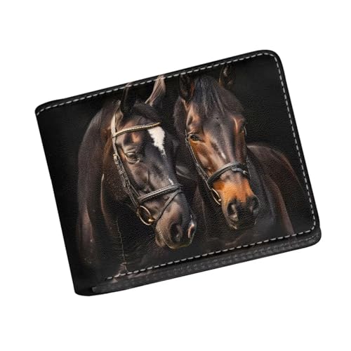 Image of Coldinair Horse Boys Wallet for Kids anf Teenager,Black Novelty Small RFID Bifold Wallets Bi-fold PU Leather Wallet Credit Id Card Cash Holder for Teen Boys