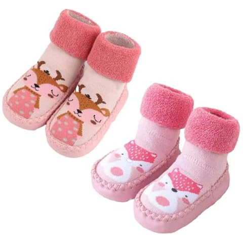 Stolpyzh Baby Warm First Walking Shoes Slippers Socks Shoes Girls Boys Anti Slip Soft Newborn 2 Pairs Cover